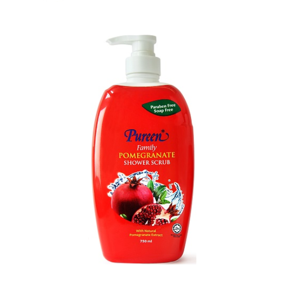 PUREEN FAMILY SHOWER SCRUB POMEGRANATE 750ML