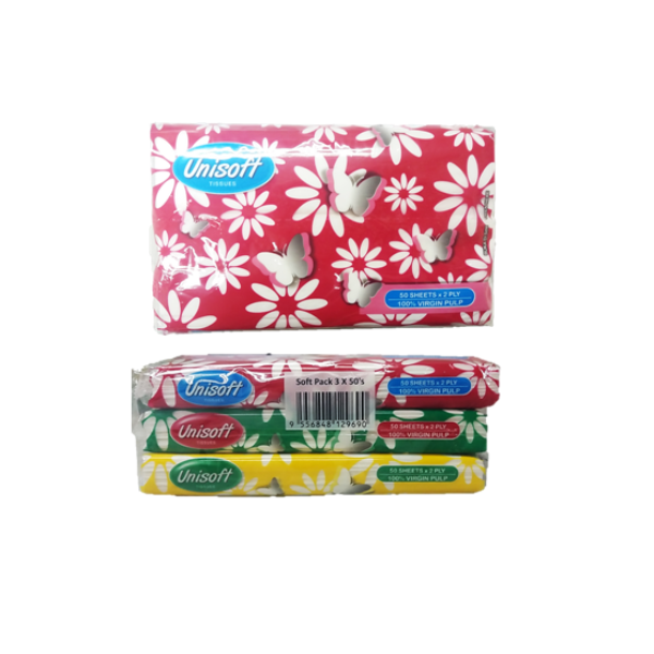 UNISOFT SOFT POCKET TISSUE 50'SX3PAC